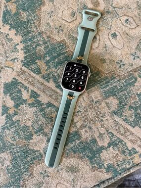 Mint Green Smartwatch  Dual-Tone Silicone Band Strawberry Avocados tennis charm